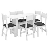 Mesa De Jantar Com 6 Cadeiras Milano Cor Branco Preto Poliman