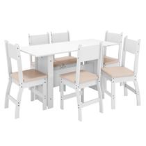 Mesa De Jantar Com 6 Cadeiras Milano Cor Branco Savana Poliman