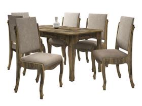 Mesa de Jantar com 6 Cadeiras Ônix Amadeirado com Pena Caramelo - RV Móveis