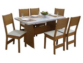 Mesa de Jantar com 6 Cadeiras Retangular Cinamomo/Off White Destak Móveis São Carlos