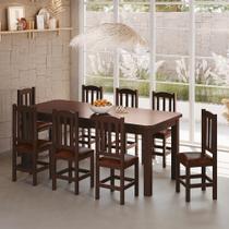 Mesa De Jantar Com 8 Cadeiras Com Estofado material sintético Marrom 200cm Castanho Diamante Shop Jm