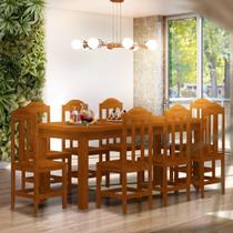 Mesa de jantar com 8 cadeiras de madeira maciça - Marrom Safira Nemargi