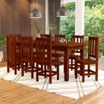 Mesa De Jantar Com 8 Cadeiras Madeira Maciça 200cm Castanho Rubi Nemargi
