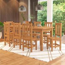 Mesa De Jantar Com 8 Cadeiras Madeira Maciça 200cm Nogueira Safira Nemargi
