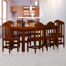 Mesa De Jantar Com 8 Cadeiras Madeira Maciça Safira Castanho Shop JM