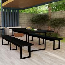 Mesa De Jantar Com Bancos Conjunto Industrial Para Área Gourmet