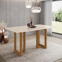 Mesa de Jantar com Tampo MDF e Vidro com Canto Reto 160 Cm Yara Henn Mesa de Jantar com Tampo MDF e Vidro com Canto Reto 160 Cm Yara Henn