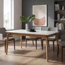 Mesa de Jantar com Vidro 1,60m x 0,90m - Coralle -Gold Salas