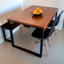 Mesa de Jantar Compacta 80x80cm Industrial - Design Moderno com Metalon Reforçado para Cozinhas e Apartamentos