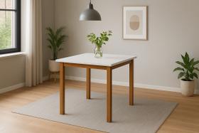 Mesa de Jantar Compacta Elisa Base Madeira Maciça 80 X 80 Branco