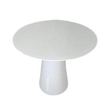 Mesa de Jantar Cone 100 cm Tampo de Vidro Laca Branca