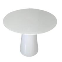 Mesa de Jantar Cone 80 cm tampo de vidro Laca Branca Mesa de Jantar Cone 80 cm tampo de vidro Laca Branca