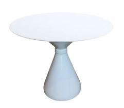 Mesa de Jantar Cone 90 cm Tampo Laqueado Branco Base Branca