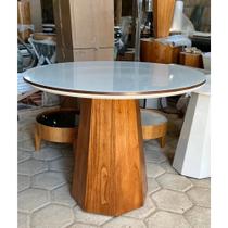 Mesa de Jantar Cone Base Oitavada Mel com Tampo Duplo 90cm Mel/off/mel Redondo ****somente a Mesa*** Mesa de Jantar Cone Base Oitavada Mel com Tampo Duplo 90cm Mel/off/mel Redondo ****somente a Mesa***