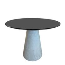 Mesa de Jantar Cone Cimento Queimado 110 cm Tampo Laca Preta Mesa de Jantar Cone Cimento Queimado 110 cm Tampo Laca Preta