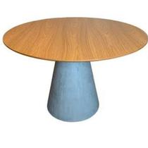 Mesa de Jantar Cone Cimento Queimado 90 cm Tampo Freijó Mesa de Jantar Cone Cimento Queimado 90 cm Tampo Freijó