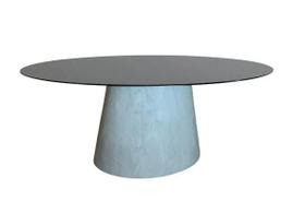 Mesa de Jantar Cone Cimento Queimado Oval 180x100 cm Tampo Laqueado