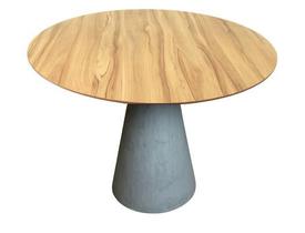 Mesa de Jantar Cone Cimento Rústico 120 cm Tampo Nogueira