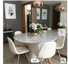 Mesa de Jantar Cone com Tampo Redondo de Vidro 1m Laq. Branco SOMENTE MESA