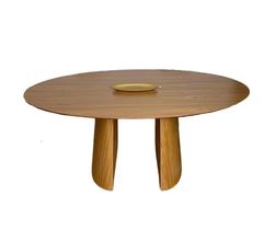 Mesa de Jantar Cone Duo Oval 198x122cm Base Freijó Tampo Freijó