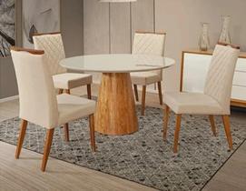 Mesa de Jantar Cone Mel Tampo/vidro 1m Off + 4 Cadeiras Est. Mesa de Jantar Cone Mel Tampo/vidro 1m Off + 4 Cadeiras Est.