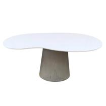 Mesa De Jantar Cone Orgânica Bean 180x100cm Base Cimento queimado Tampo Branco