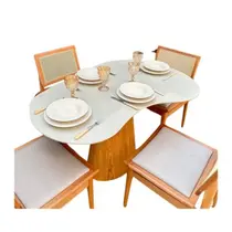 Mesa de jantar cone orgânica beca 140x90cm madeira freijó e offwhite