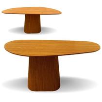 Mesa de Jantar Cone Orgânica Bumerangue 120x80cm Base Freijó Tampo Freijó