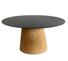 Mesa de Jantar Cone Oval 120x80 cm Tampo Laqueado Base Madeira Freijó