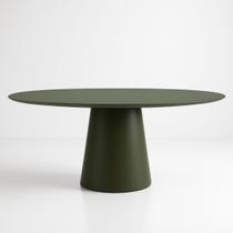 Mesa de Jantar Cone Oval 137x90 cm Laca Verde Musgo