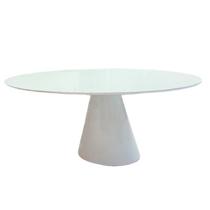 Mesa de Jantar Cone Oval 140x90 cm Tampo Laca + Vidro Branca Base Branca Mesa de Jantar Cone Oval 140x90 cm Tampo Laca + Vidro Branca Base Branca