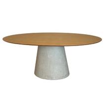 Mesa de Jantar Cone Oval 160x90 cm Tampo Freijó Base Concreto