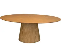 Mesa de Jantar Cone Oval 160x90 cm Tampo Madeira Freijó Base Madeira Freijó