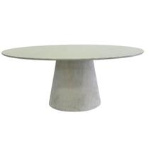 Mesa de Jantar Cone Oval 198x122 cm Tampo Off White + Vidro Base Concreto Mesa de Jantar Cone Oval 198x122 cm Tampo Off White + Vidro Base Concreto