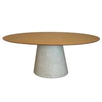 Mesa de Jantar Cone Oval 260x140 cm Tampo Freijó Base Concreto