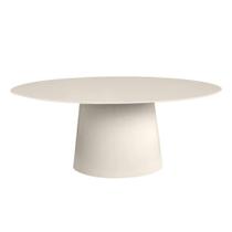 Mesa De Jantar Cone Oval Laqueada Off White Vidro 3mm Tamanho:160x90