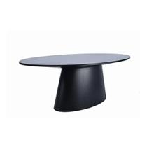 Mesa De Jantar Cone Oval Laqueada Preta Vidro 3mm Tamanho:180x90
