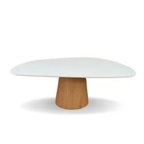 Mesa De Jantar Cone Oval Orgânica 120x80cm Base Carvalho Branco Tampo Branco