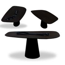 Mesa de jantar Cone Oval organica flower 140x90cm Madeira Ébano