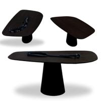 Mesa De Jantar Cone Oval Organica Flower 198x122cm Madeira ébano