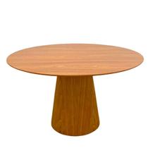 Mesa de Jantar Cone Redonda 120 cm Base Madeira Freijó Tampo Freijó