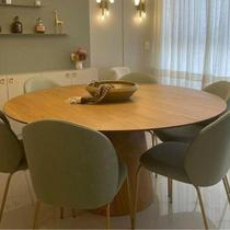 Mesa de Jantar Cone Redonda 120cm Base Freijó Tampo Freijó Mesa de Jantar Cone Redonda 120cm Base Freijó Tampo Freijó