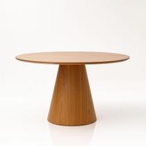 Mesa de Jantar Cone Redonda 140 cm Base Madeira Freijó Tampo Freijó