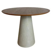 Mesa de Jantar Cone Redonda 80 cm Tampo Imbuia Base Concreto