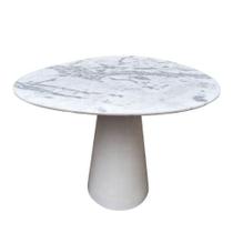 Mesa De Jantar Cone Redonda Orgânica Sol 90x80cm Marmore Branco Extra Mesa De Jantar Cone Redonda Orgânica Sol 90x80cm Marmore Branco Extra