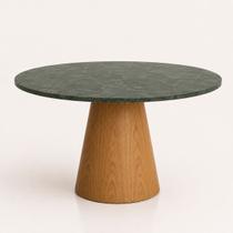 Mesa de Jantar Cone Redondo 100 cm Tampo Mármore Verde Guatemala Base Freijó Mesa de Jantar Cone Redondo 100 cm Tampo Mármore Verde Guatemala Base Freijó