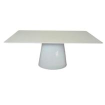 Mesa de Jantar Cone Retangular 140x90 cm Base Oval Laca Branca Tampo Laca Branca