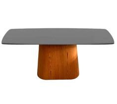 Mesa de Jantar Cone Retangular 244x137 cm Base Oval laminada em Madeira Freijó Tampo Laqueado Preto