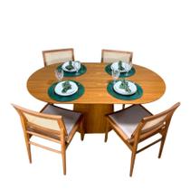 Mesa de Jantar Cone Retangular Arredondada 140x90cm Madeira Freijó