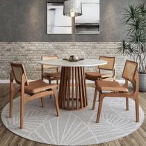 Mesa De Jantar Cone Ripado Redonda 130cm Madeira Off White Mesa De Jantar Cone Ripado Redonda 130cm Madeira Off White